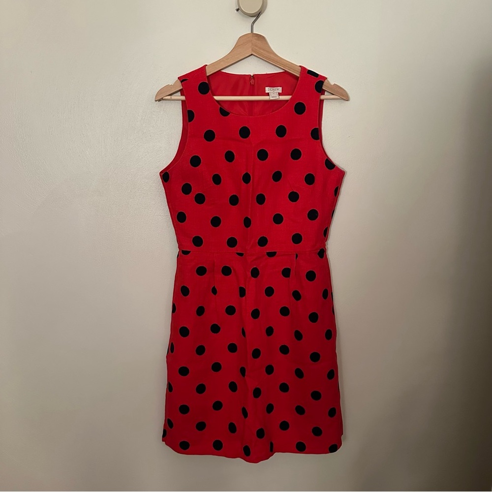 J. Crew Red Polka Dot Sleeveless Dress